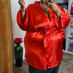 Elegant Red Satin Robe